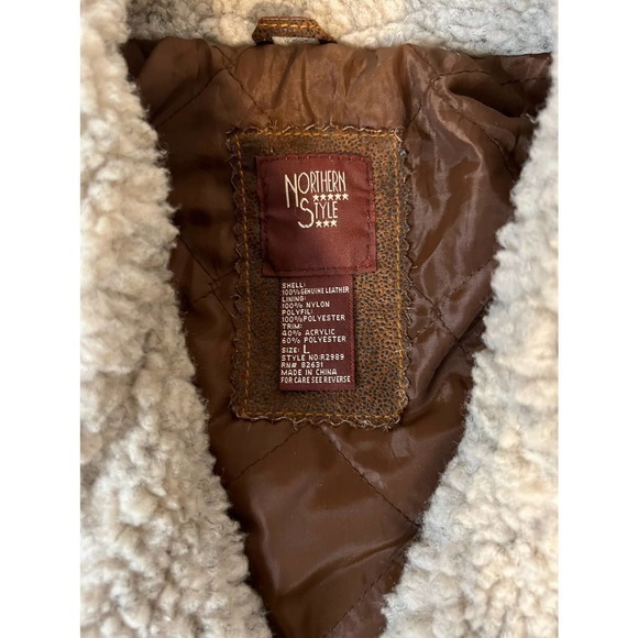 NORTHERN STYLE Women's 100% Genuine Leather Bomber Style Coat Size Large W/Belt‎ - Picture 10 of 11